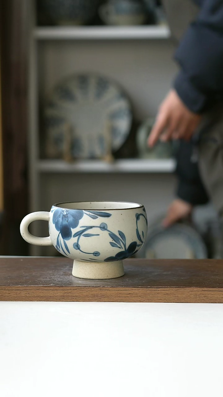 【闪购商品】陶瓷手绘七里香高足蛋杯210ml@4-2@