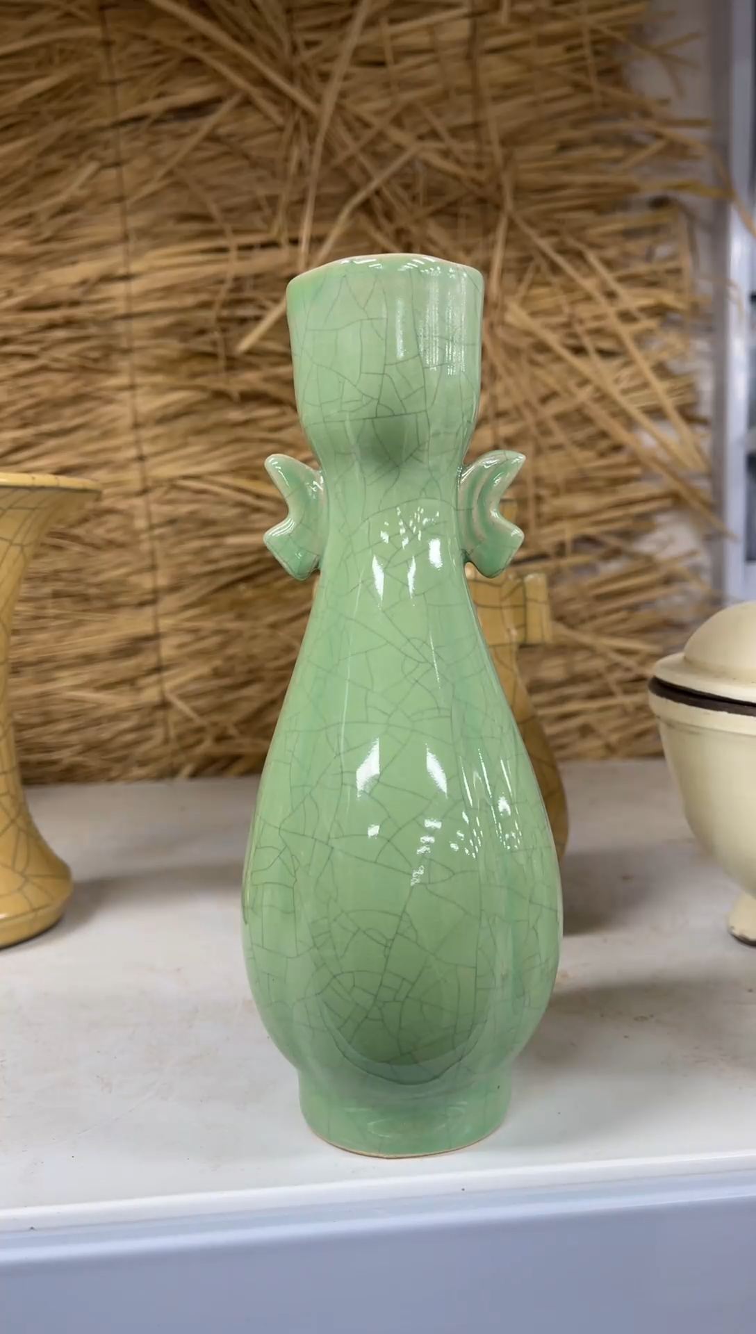 【闪购商品】摆件绿釉薄胎柴窑瓶子