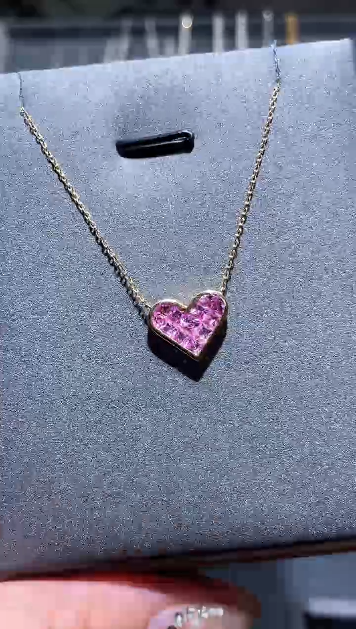 【闪购商品】彩色蓝宝石项链18K金镶嵌彩蓝宝项链