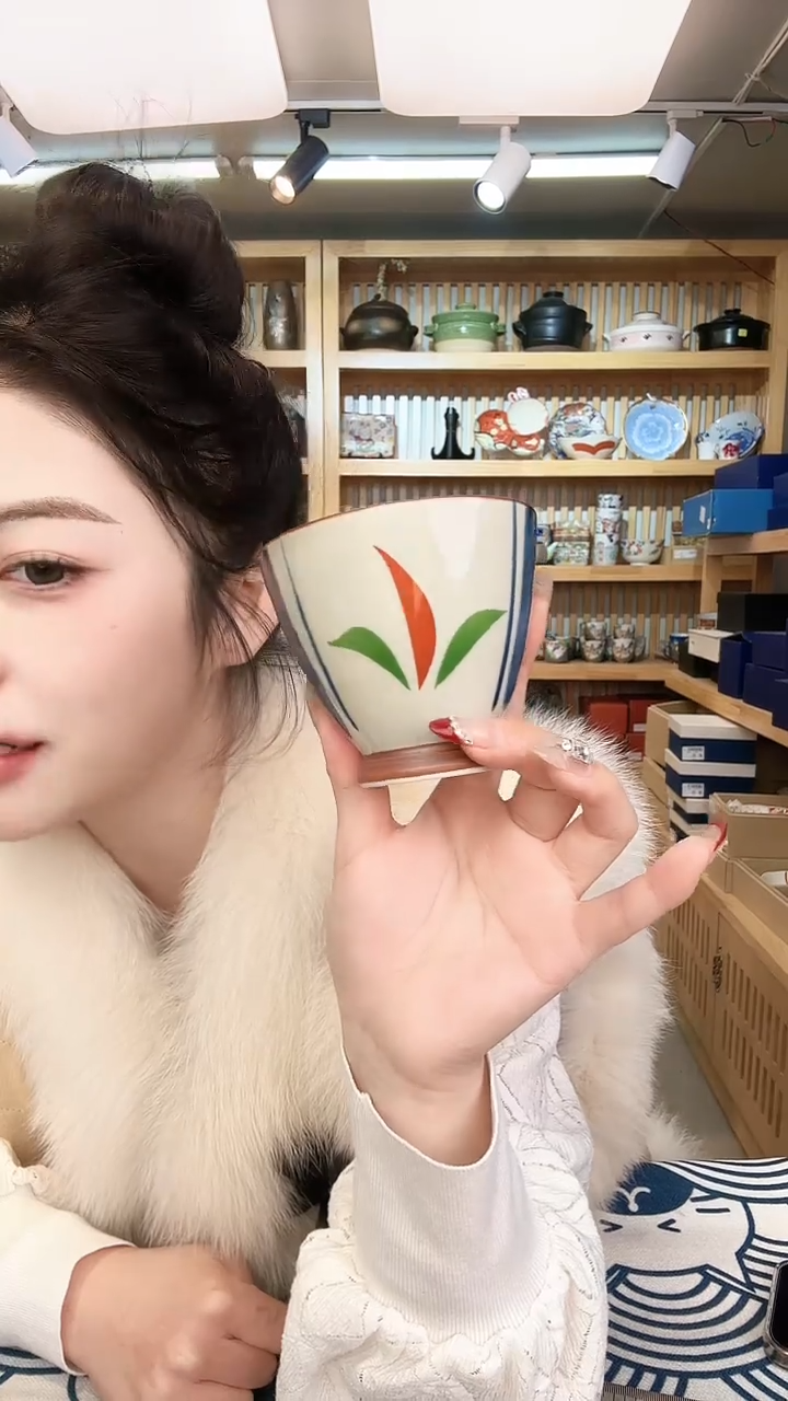 【闪购商品】盘波佐见京古染高脚杯两个