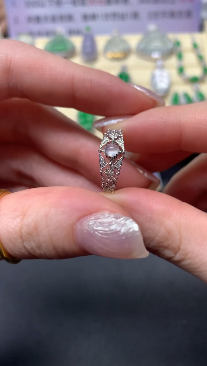 【闪购商品】翡翠戒指18K金镶嵌戒指|1300+130