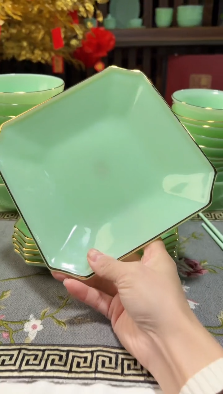 玉瓷  7.5英寸方深盘10个景德镇陶瓷