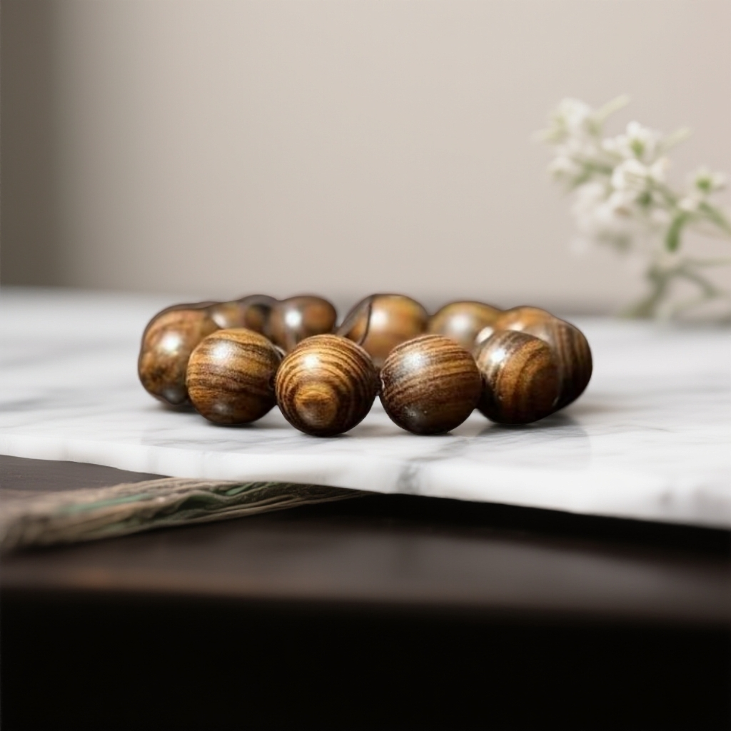 水波纹圆珠阴沉木单圈034