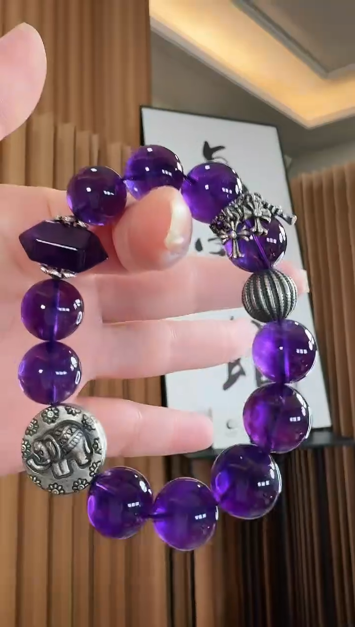 水晶手串银S925镶嵌手串