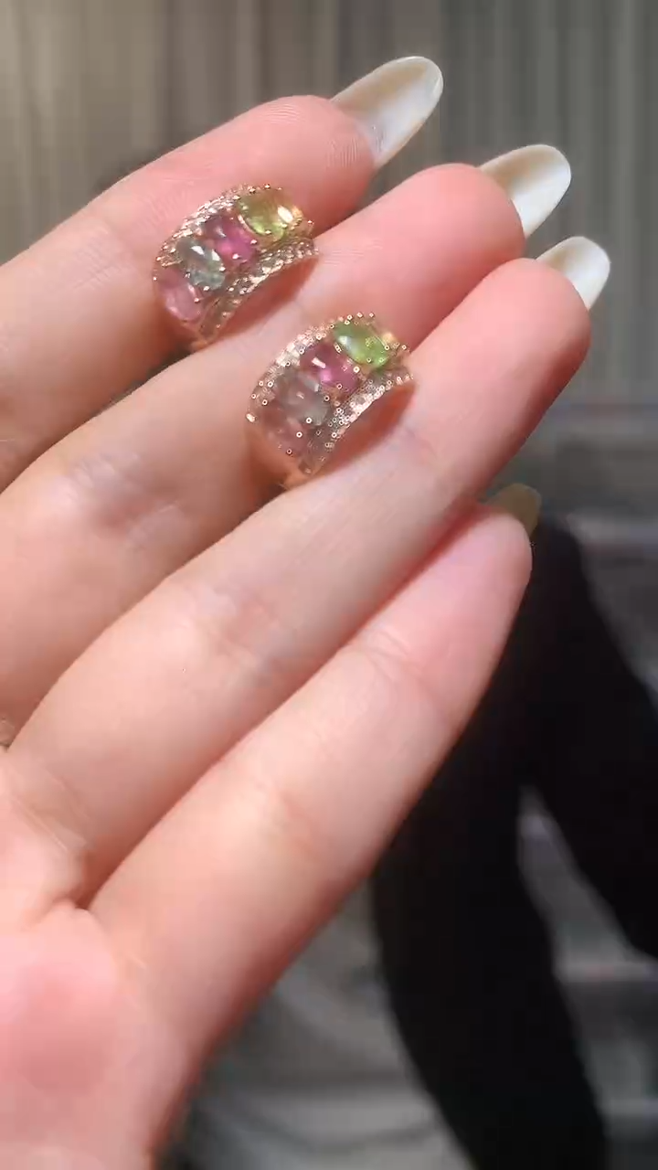 银S925镶嵌耳饰碧玺【宝石世家严选】