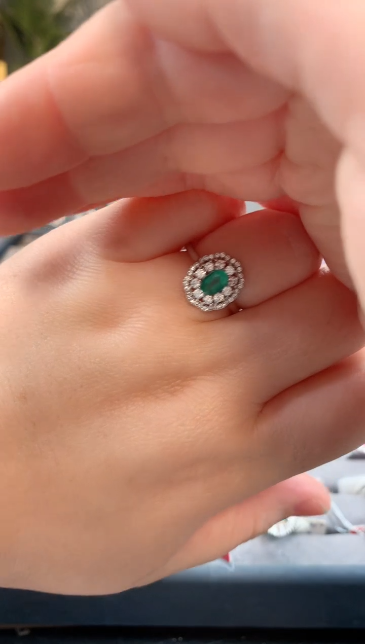 【闪购商品】祖母绿戒指银S925镶嵌祖母绿