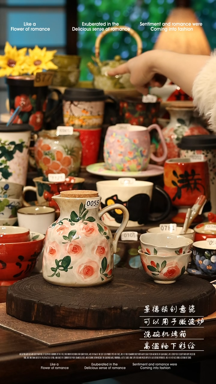 陶瓷景德镇高温釉下彩手工手绘款式@A0055@