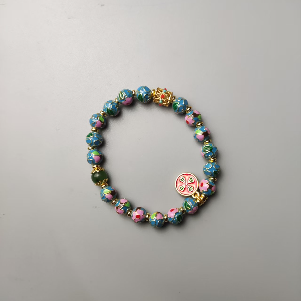 和田玉非遗珐琅景泰蓝手串（蓝紫0014）