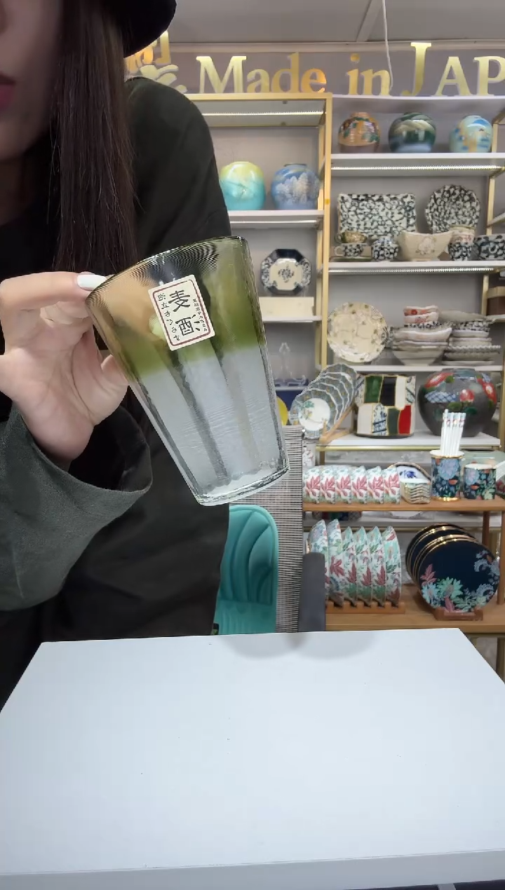 陶瓷300ml阔口杯-杯口淡绿一只