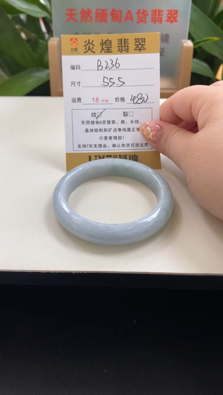 未镶嵌手镯翡翠55.4圈口编码b236