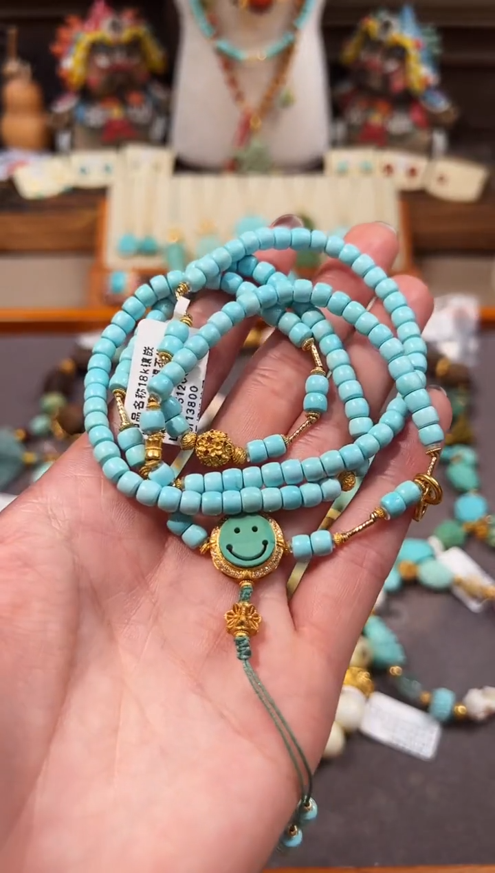 18K金镶嵌绿松石颈饰绿松石项链