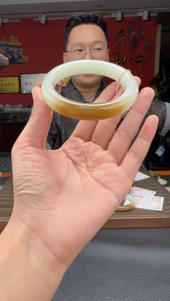 和田玉未镶嵌颈饰且末糖白镯53-61