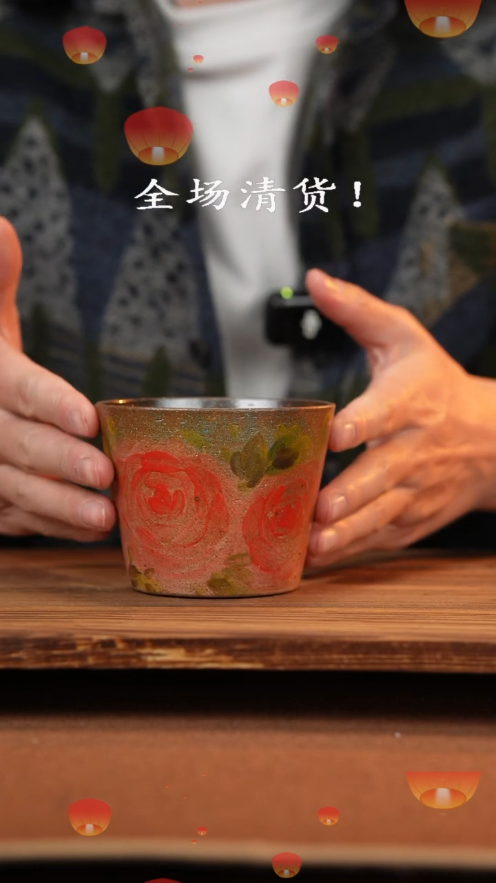 【闪购商品】杯手艺人手绘釉下彩异形器物