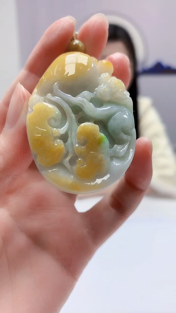 【闪购商品】定制翡翠未镶嵌0405zm-毛货挂件灵猴献瑞57