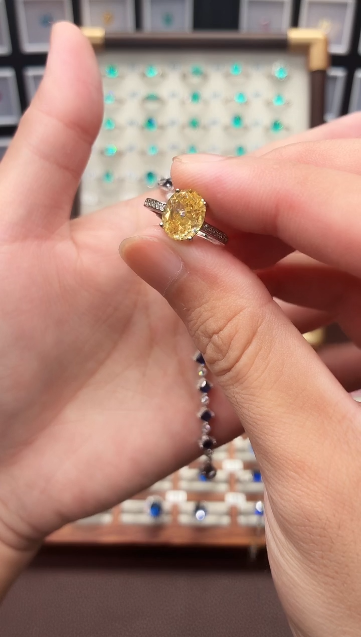 戒指彩色蓝宝石银S925镶嵌1111