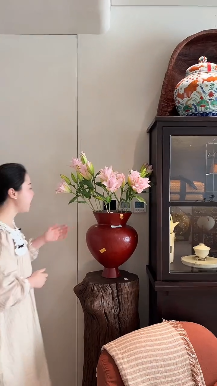 茶道摆件0000红花器贴金7010