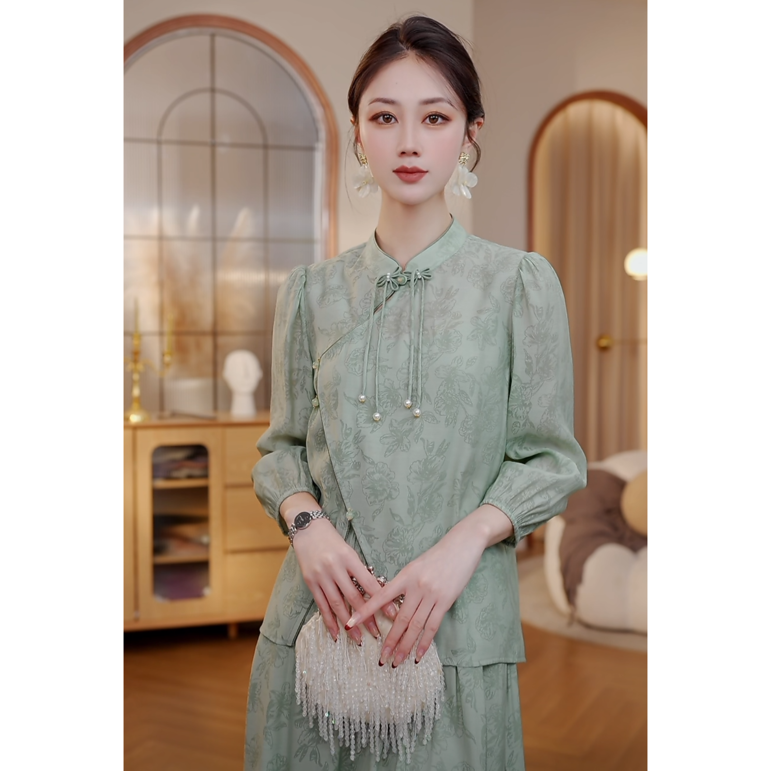 【CICI&GERTCOREL】景泰蓝宫 新中式轻奢小衫国风套装 XJ251A3103