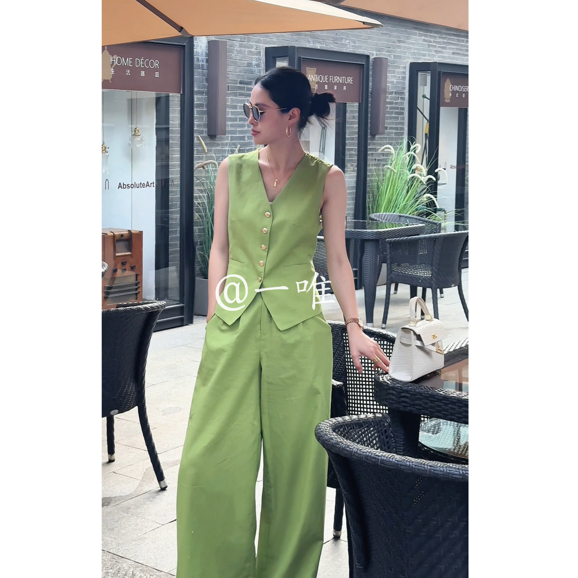 【一唯】通勤轻职风简约通勤简约时尚套装设计师高腰女装套装YU2014