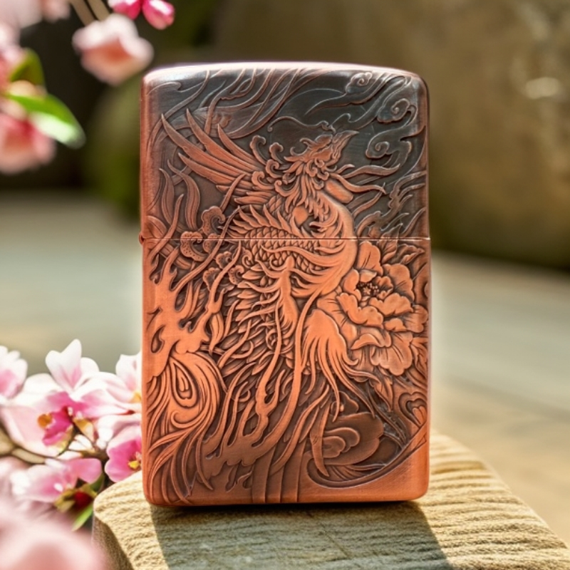 ZIPPO打火机纯紫铜套壳凤凰浴火重生DYJ1