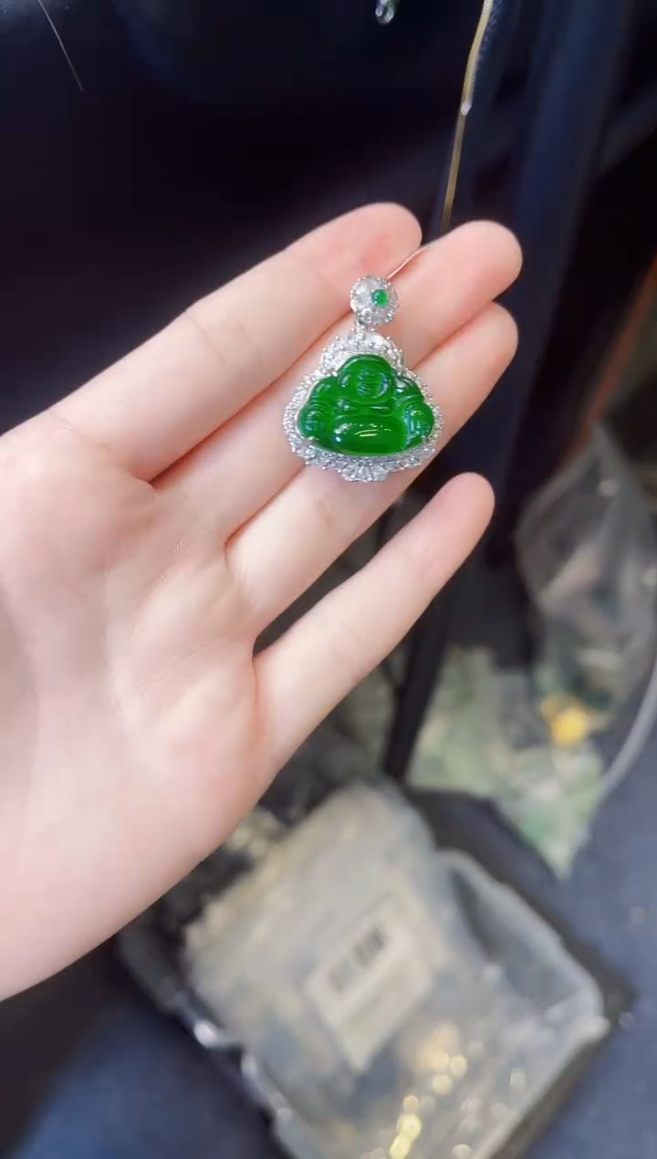 【闪购商品】翡翠颈饰银S925镶嵌佛公吊坠