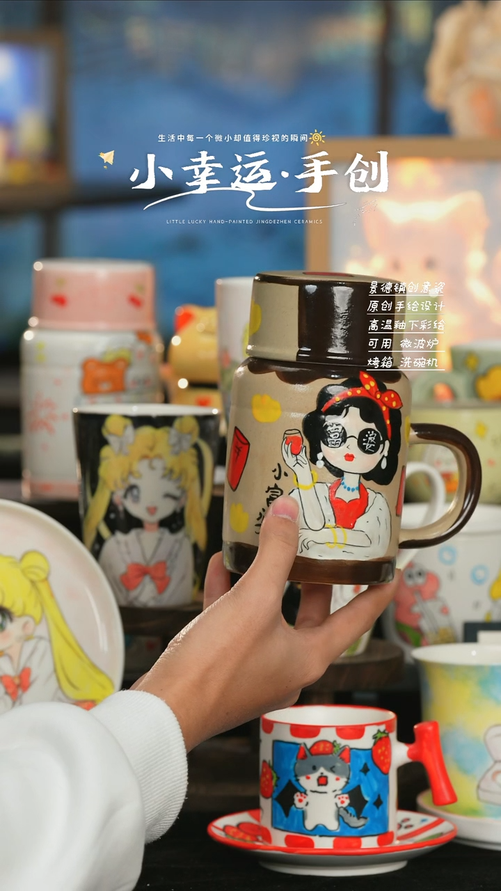 【闪购商品】小幸运纯手工手绘陶瓷