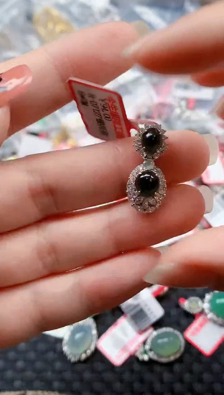 银S925镶嵌戒指翡翠天然A货缅甸翡翠