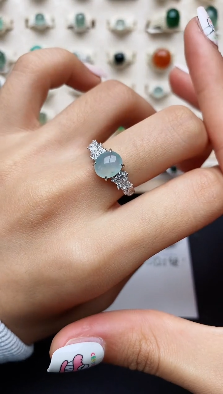 【闪购商品】翡翠戒指银S925镶嵌缅甸翡翠