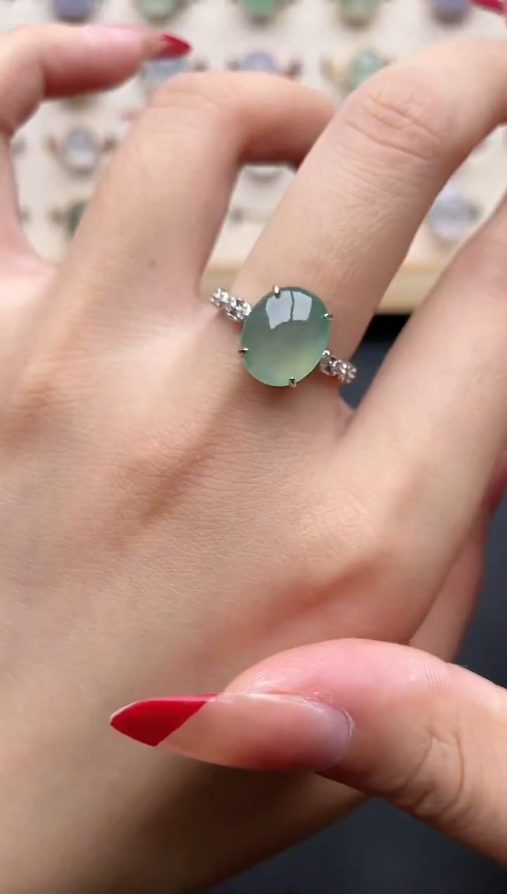 【闪购商品】翡翠戒指银S925镶嵌一物一证一礼盒