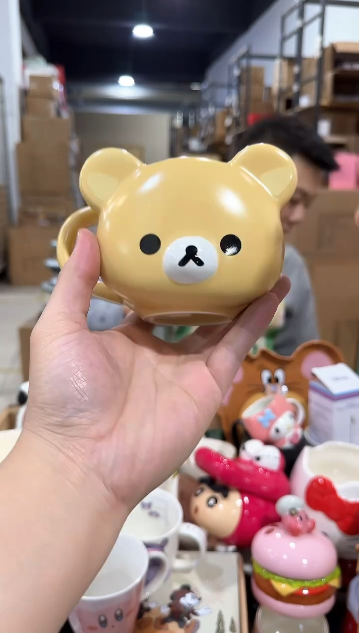 瓷片原盒棕色轻松熊水杯