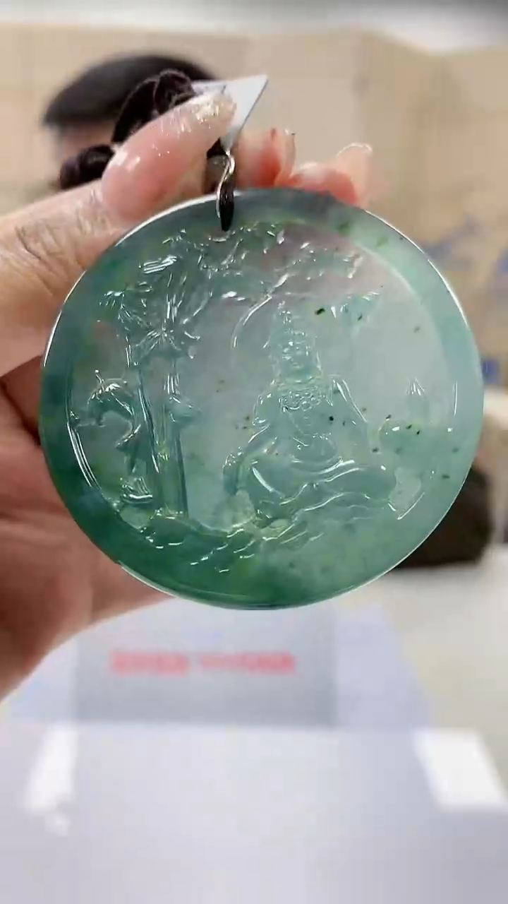 【闪购商品】定制翡翠未镶嵌5152MM-毛货挂件27