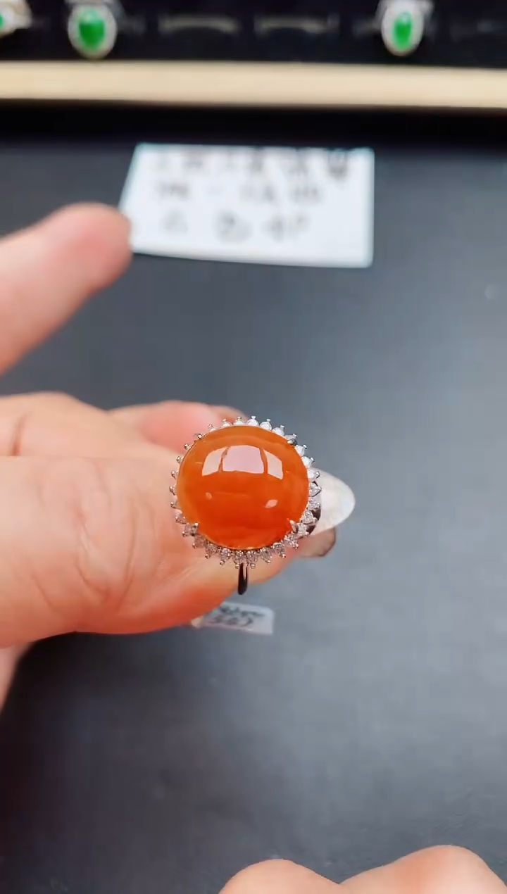 翡翠戒指银S925镶嵌50805