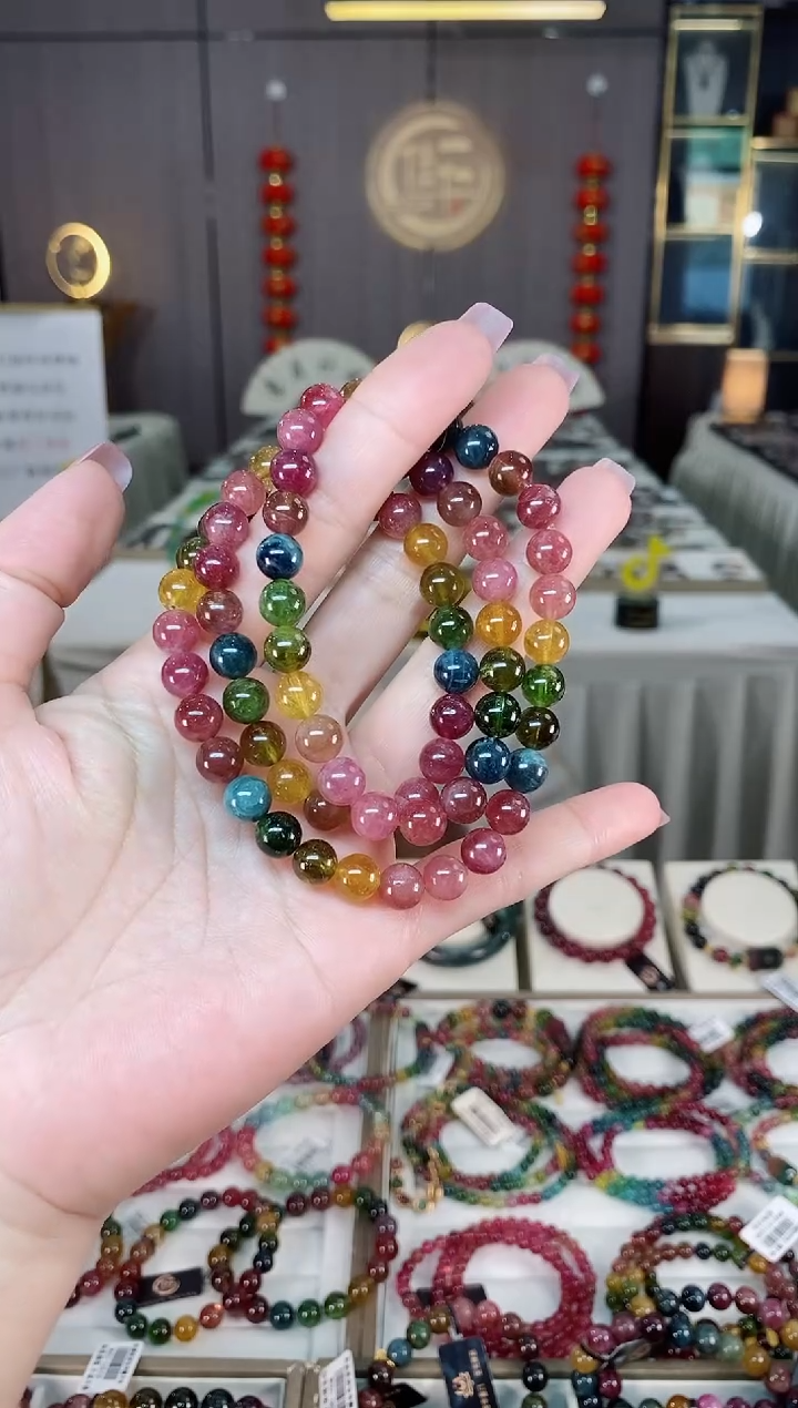 未镶嵌老矿碧玺三圈手串7mm+碧玺hon多样性发货一条