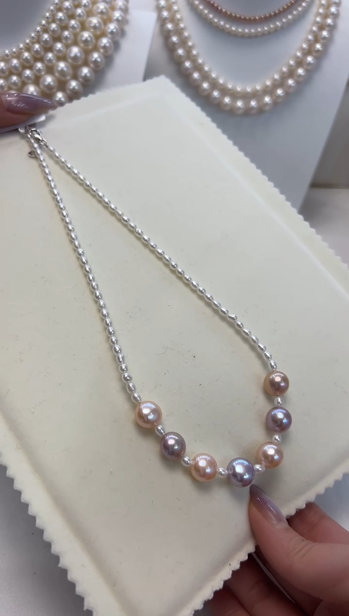 【闪购商品】淡水珍珠颈饰银S925镶嵌无核糖果项链