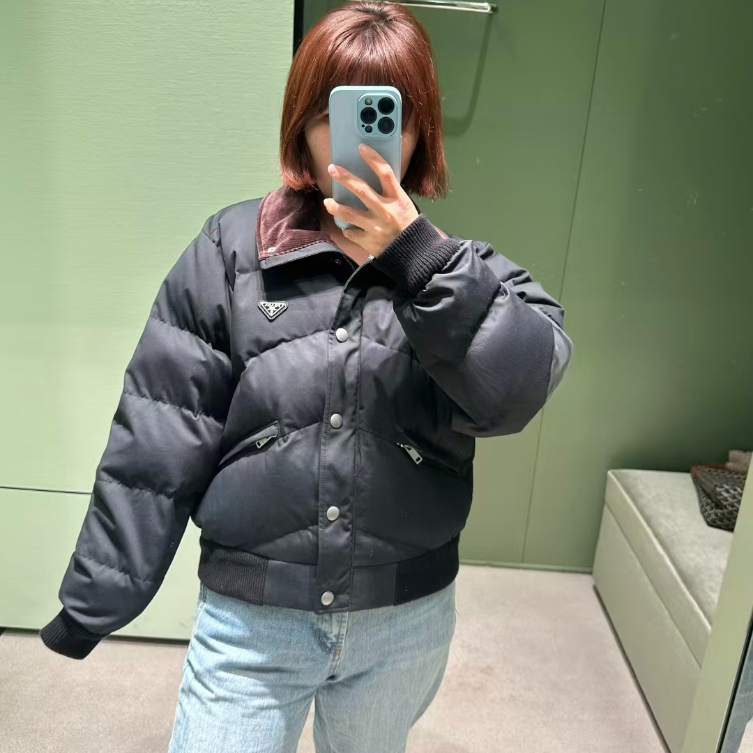 未使用 Prada/普拉达  25新款 高领长袖棉服 黑色/40