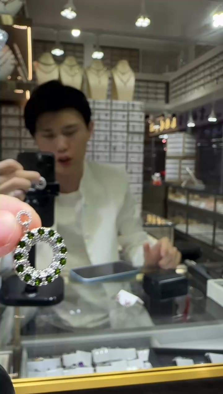 吊坠透辉石银S925镶嵌20mm甜甜圈