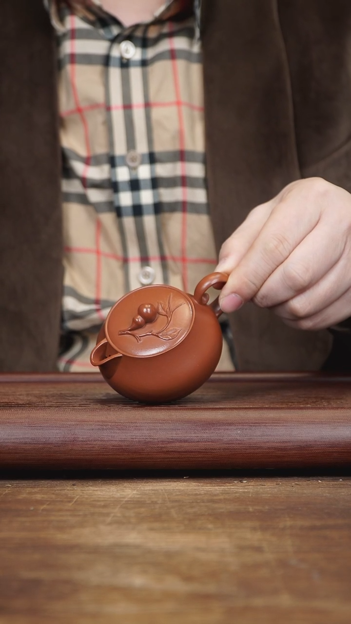 【闪购商品】紫砂茶壶130ml 福禄 朱泥