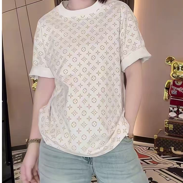 B115链条满印花修身T恤