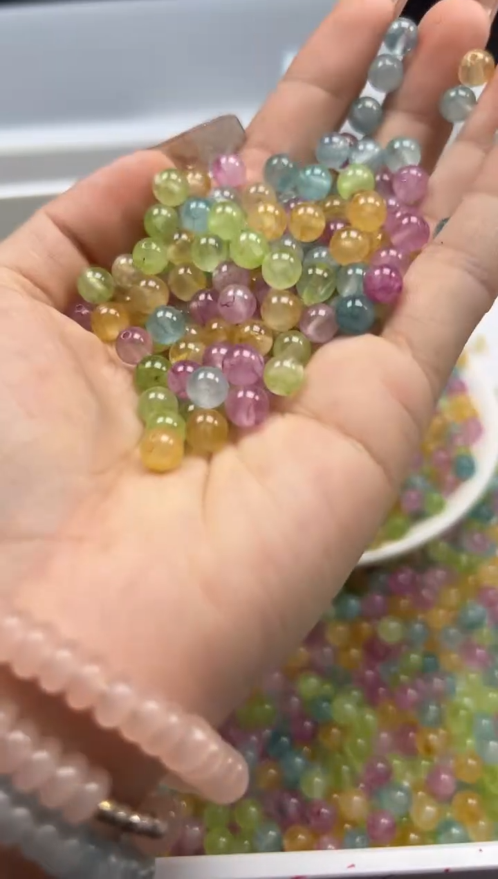 未镶嵌颈饰碧玺w2501彩虹碧玺6mm*50颗