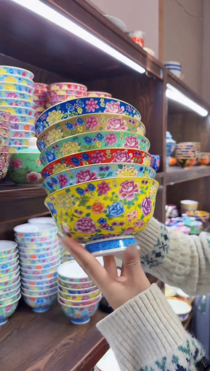 珐琅 6英寸面碗6个景德镇陶瓷