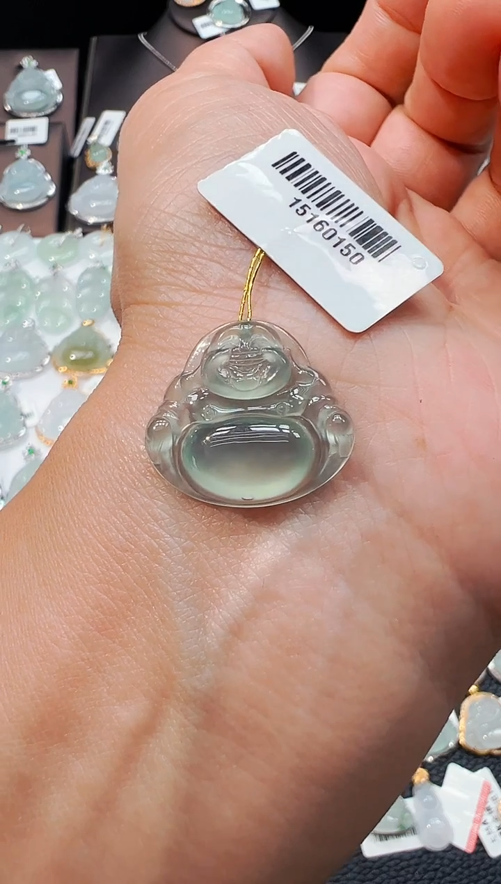 天然A货缅甸翡翠冰种佛公吊坠（不含链）