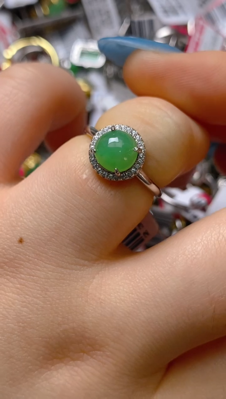 银S925镶嵌戒指翡翠百内无证书
