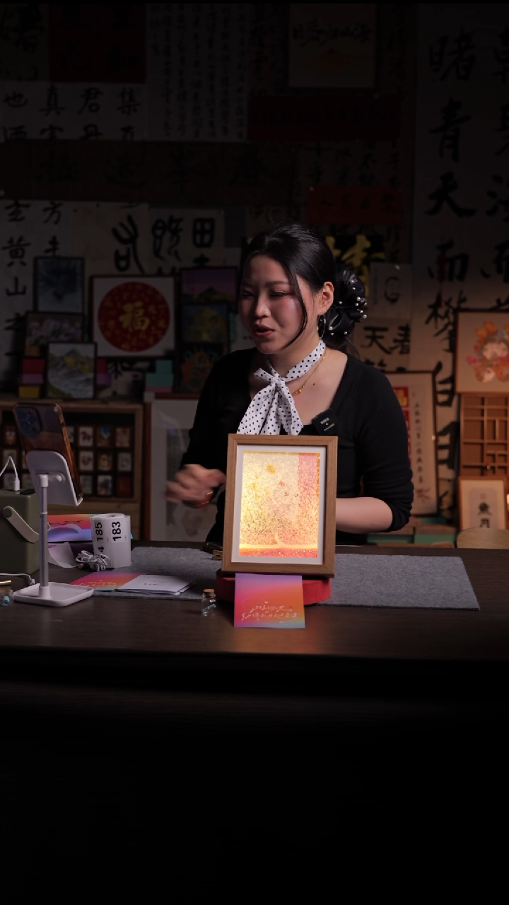 国画欧*182-8寸 流沙 手写-    带灯-猫