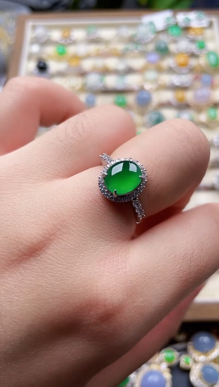 银S925镶嵌戒指翡翠168