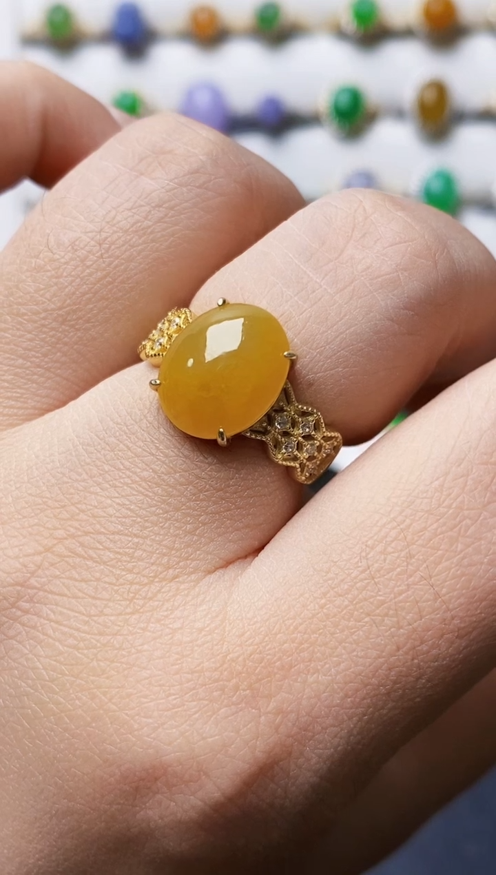 银S925镶嵌戒指翡翠0450