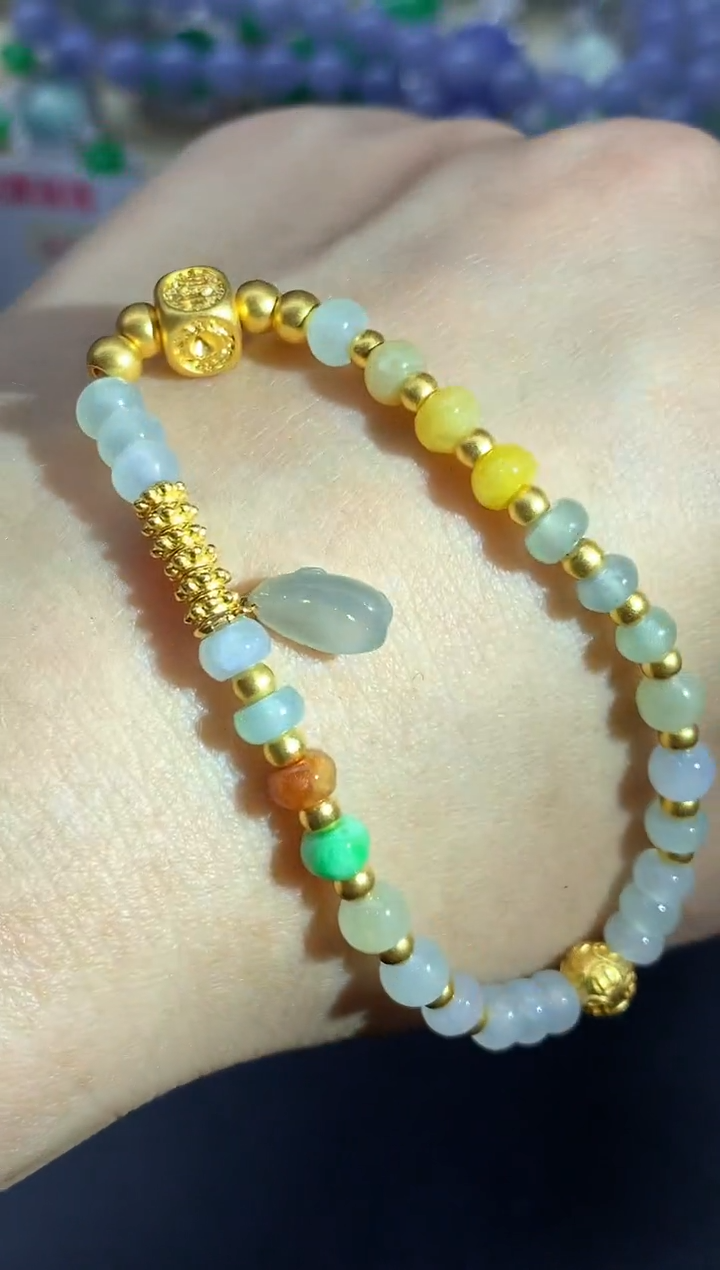 18K金镶嵌手链翡翠378-中国好珍宝