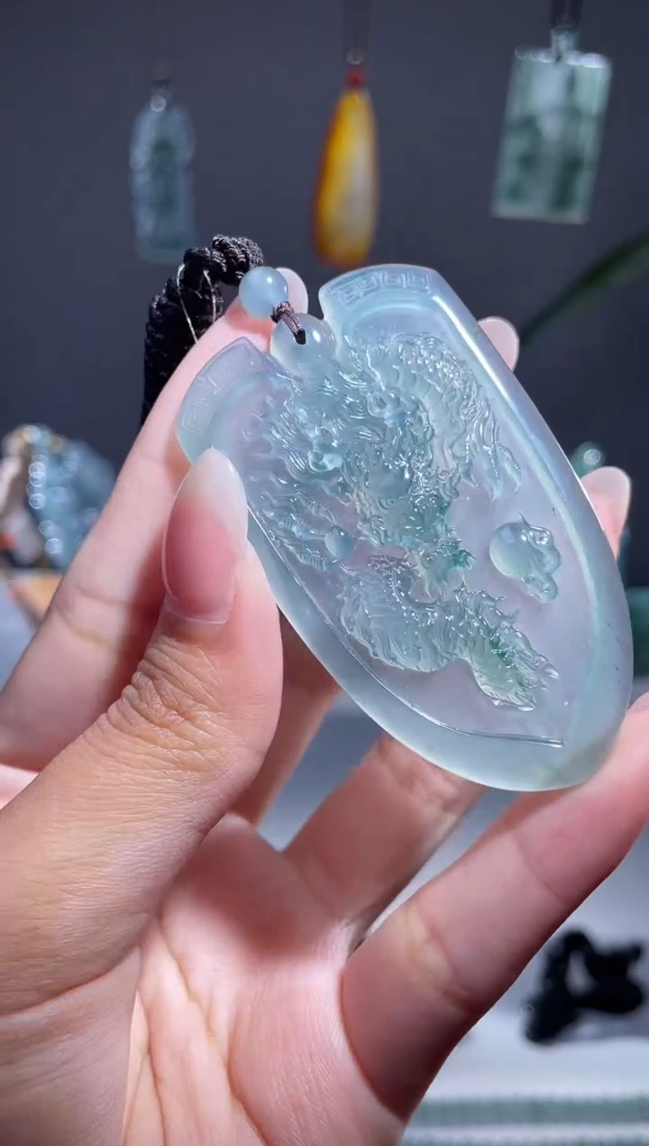 翡翠合金耳饰龙牌