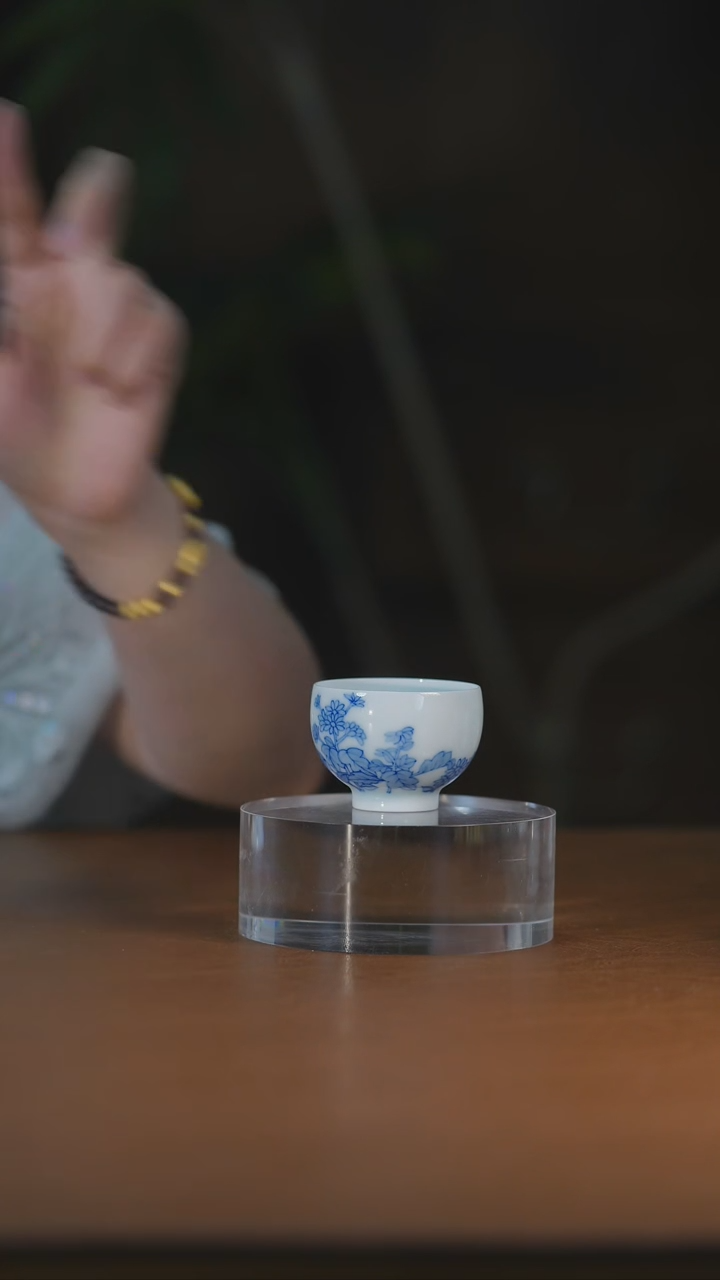 青花菊花单杯                   