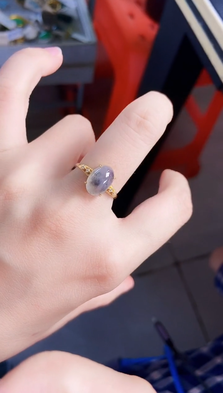 翡翠戒指银S925镶嵌456899