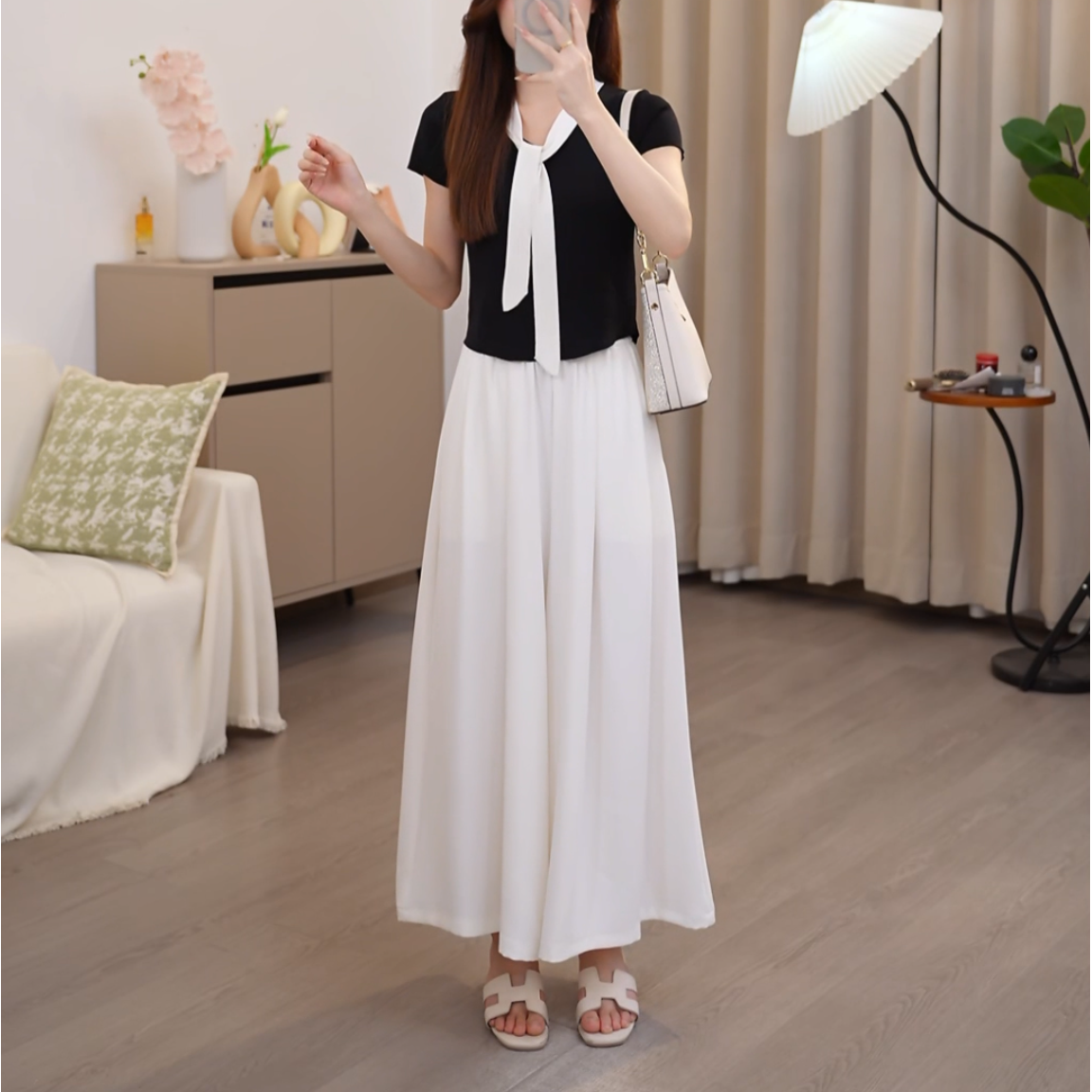 小个子夏凉感新款西装裤子高腰阔腿裤直筒休闲宽松裙裤女