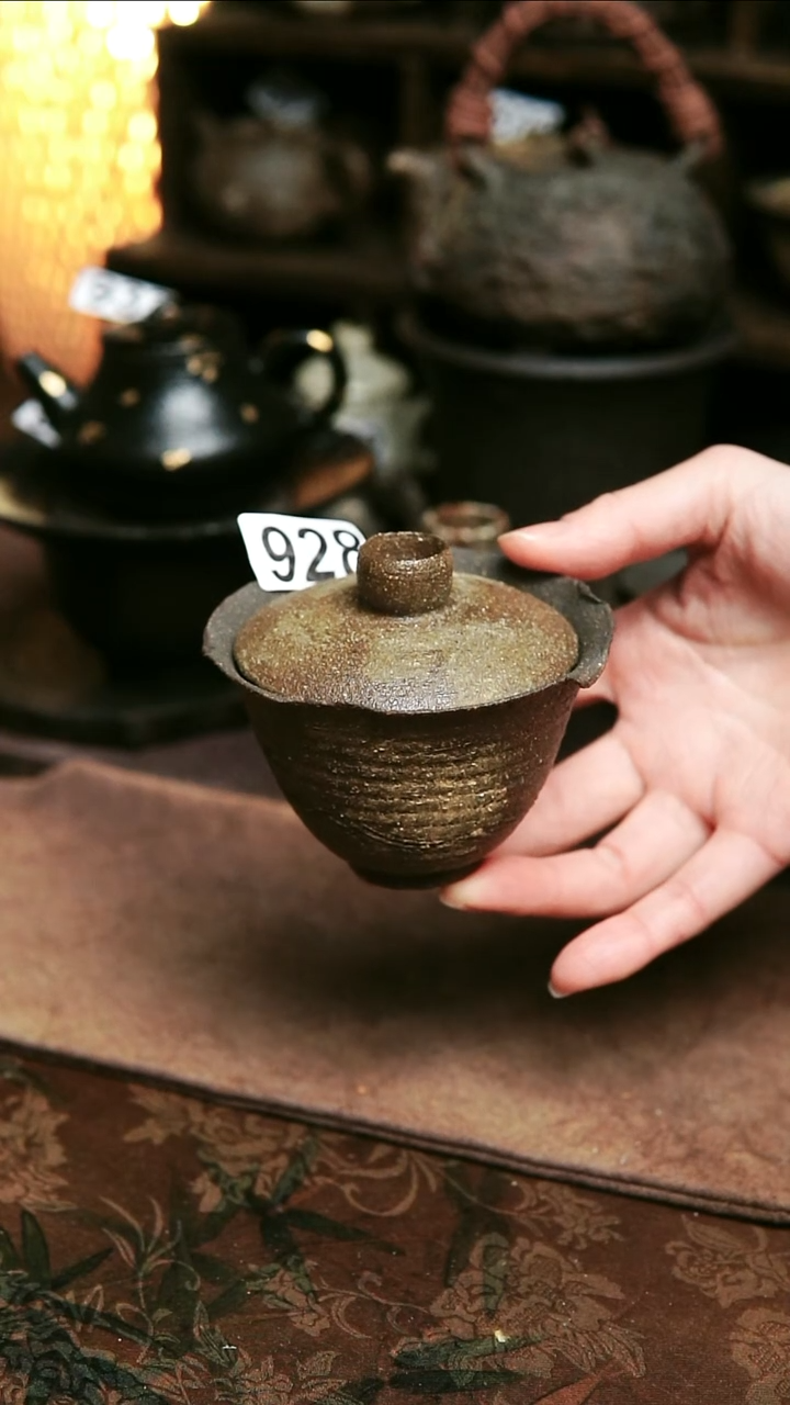 紫砂全手工粉引盖碗110毫升左右